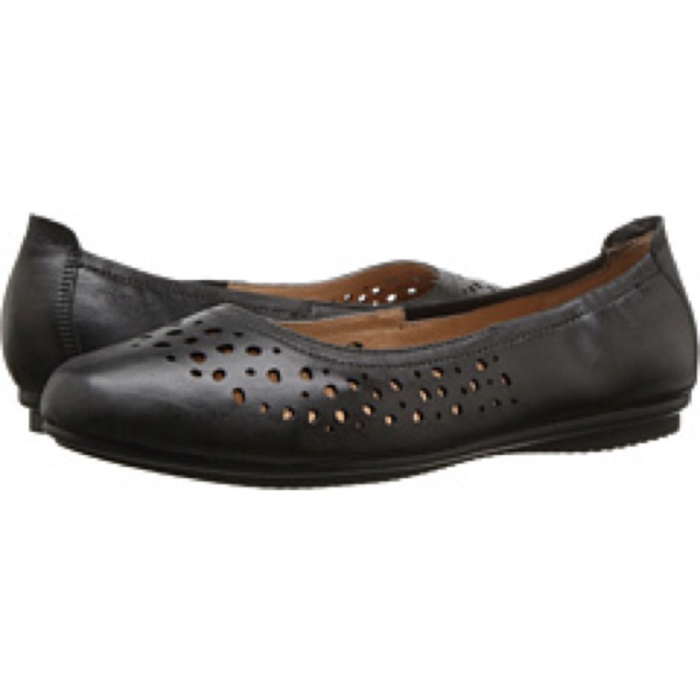 JOSEF SEIBEL Pippa 29 Black Leather Ballerina Flats Laser Cut EU38 US 7 7.5 NEW!